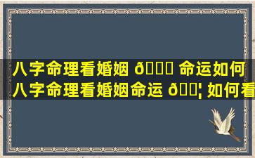 八字命理看婚姻 🐛 命运如何「八字命理看婚姻命运 🐦 如何看财运」